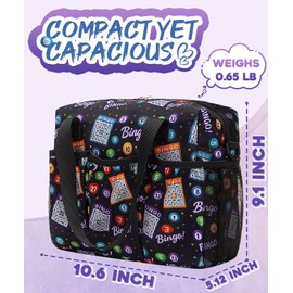 Bingo Bag with Pockets for Daubers Dabbers Dobbers Dotters - Casino Bingo Game Accessories for Adults & Seniors - Compact, Portable & Stylish (Black)