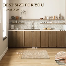 Boho Kitchen Mats for Floor, Anti Fatigue Mats for Kitchen Floor, Non-Slip Kitchen Floor Mats, Stain Resistant Mats for Home, Office, Sink, Laundry- 28" L x 17.3" W x 0.5" Th Boho Amber