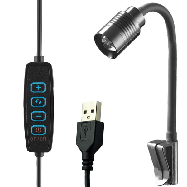 GERUI 3W Clip-On Aquarium Light, Adjustable Aquarium USB Light for
