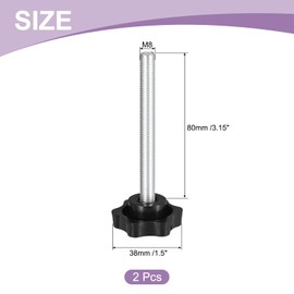 sourcing map 2Pcs M8 x 80mm Star Knobs, Plastic Hex Shaped Clamping Knob Screw Hand Tightening Replacement Knob for Umbrella Base Replacement knob