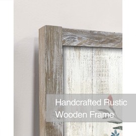 Flower Bouquet Wooden Wall Art: Gray Blue Floral Bouquet in Jar Painting with Gold Foil Artwork Framed for Bedroom (24”W x 36”H, Multi-Sized)