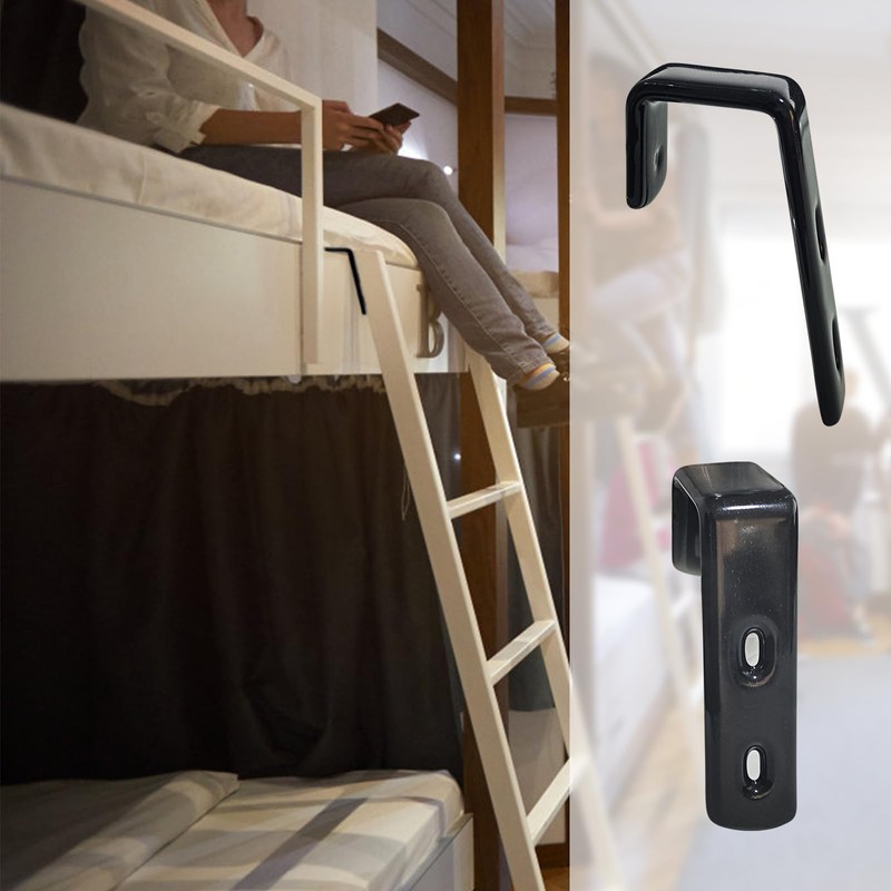 Mewuthede 4pcs Iron Bunk Bed Ladder Brackets, PVC Coated Stainless