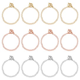 Tupalizy 12PCS Chain Bracelet Kit Alloy Chain Link with OT Toggle Clasp for Women Charm Bracelets Making Jewelry Findings Crafts Projects Gifts Party Favor Business Supply,Silver,Light Gold,Rose Gold
