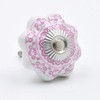 Pink Detailed Floral Pattern Ceramic Knob, Pull, Handle, for Cupboards,