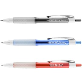 Uni-Ball Uniball Signo 207 Pens, Inspirational Sayings Retractable Gel Pens, 3 Pack, Medium Point 0.07 Mm, Assorted Colors, Black Blue & Red Colors, Vibrant Colored Pens For Note Taking
