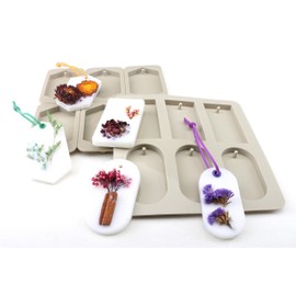 EUPNHY 2pcs Silicone Wax Sachet Molds Scented Wax Tablets Molds-Including 3pcs 40 inches Rawhide Rope and 60pcs Bails. (Combination 02)