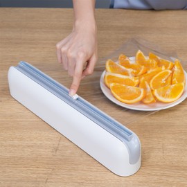 Hojudo Wrap Organizer with Slide Cutter,High Capacity Magnetic Preservation Film Dispenser,Foil and Plastic Wrap Organizer for 12 inch x 420Ft Aluminum foil, Parchment Paper, Cling Wrap Dispenser