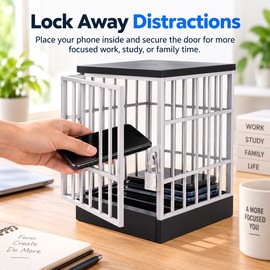 Phone Lock Box for Screen-Free Time – Plastic Locking Cage for Family Dinners, Study Sessions & Parties