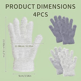 suction 4 Pairs Dusting Gloves, Set with Grey and White Cleaning Gloves, Multi-surface Dusting for Household and Car Interiors, Plant Leaf and Screen Maintenance,13 by 19 Cm Locked Edge Design