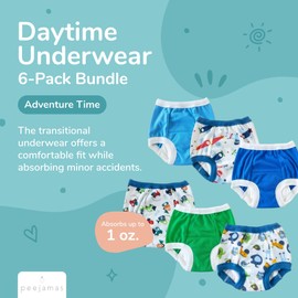 Peejamas Daytime Trainers - Comfortable Toddler Underwear for Potty Training - Diaper Replacement Training Pants for Toddlers - Easy-to-Clean Training Pants (6-Pack - Potty Animal - 2T)