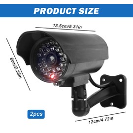 Sporgo Dummy Surveillance Camera Outdoor with LED Light Red Flashing Surveillance Camera Fake Camera for Indoor and Outdoor Use, Pack of 2