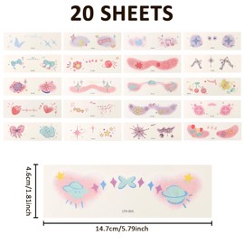 LALASTYLE 20PCS Makeup Face Temporary Tattoos,Glitter Face Art Tattoo Stickers for Parties,Makeup Party Stage Temporary Tattoo Stickers, Costume Party Musical Festivals