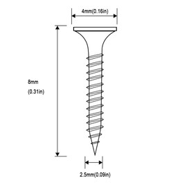 Small Screw, BLUELEC Antique Style AntiOxidative Finish Wood Screws for Fastening Plank, Plastic Materials or Resin Plywood, 45° Flat Head, Phillips Drive, 100pcs, 1/3 Inch(2.5×8mm,1/3", Gold)