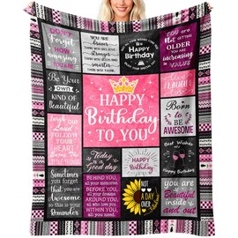 Keyck Birthday Gifts for Women Girls Throw Blanket 60"X50", Happy Birthday Decorations for Women, Gifts for Women Birthday Unique, Womens Birthday Gift Ideas for Mum Grandma Wife Sister Friend