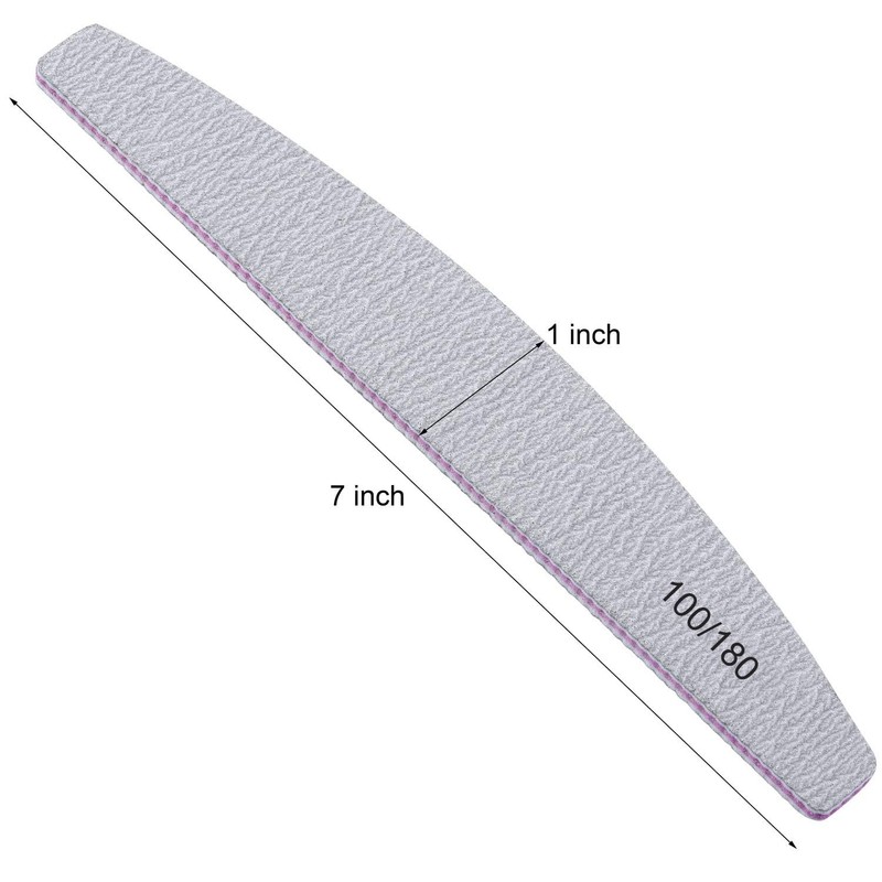 15 PCS Professional Nail Files 100/180 Grit, Double-Sided Emery Board