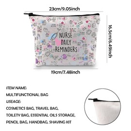 WCGXKO Nurse Gift Nurse Daily Reminders Motivational Zipper Pouch Makeup Bag (Nurse Daily CA)