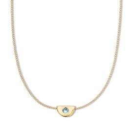 Palas Jewellery Women's March Aquamarine Birthstone Chain Necklace, Gold