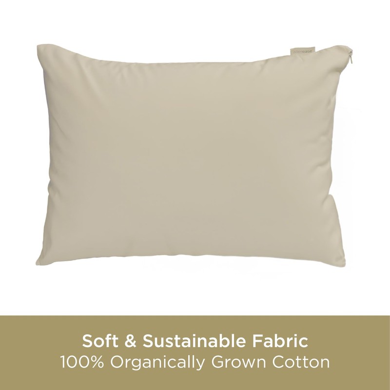 Allerease Organically Grown Cotton Allergy Defense Odor Neutralizing Zippered Pillow