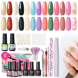 PEACECOLOR Gel Nail Polish Set 12 Colors Gel Polish Kit with Nail Polish Remover 3Pcs Base Top Coat Cuticle Oil Red Green Black Glitter Brown Gel Nail Art Stickers Manicure Kit Salon DIY at Home