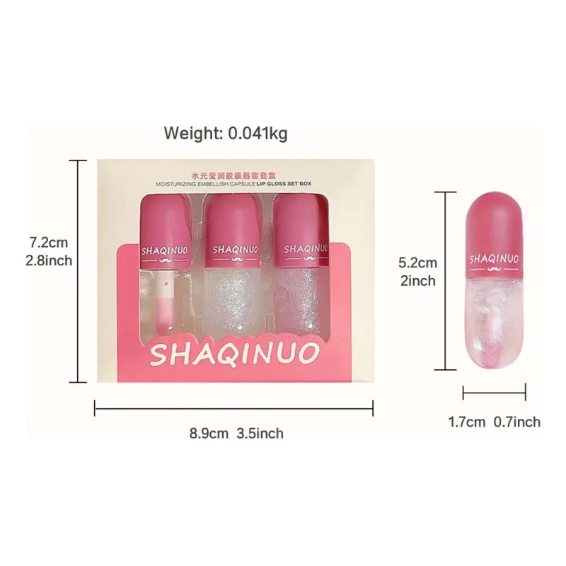 Set De 3 Labiales Glosswater Bálsamo Hidratación Duradera
