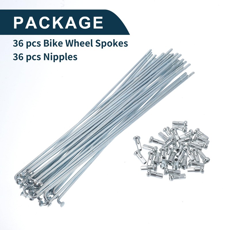 TUCKBOLD Bicycle Spokes Bike Wheel Spokes Silver Tone Nipple 1