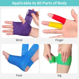 Self Adherent Cohesive Bandages 2‘’ x 5Yards, Keilend Tattoo Grip Tape 24Pcs, Tattoo Grip Wrap for Ankle Sprains, Wrist Swelling &Tattoo，Mix Colors