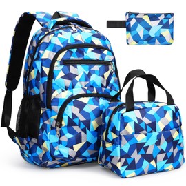 Pystuvo School Bags Set for Girls,Kids Backpack Girls Backpack for School,3 Pcs Children's Backpacks Set with School Bag,Lunch Box and Pencil Case,School Backpack for Children Teenagers Students,Blue