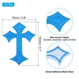 PATIKIL 10 Pcs Cross Embroidery Patch Cross Sewn Iron on Decorative Patch 4.1"(L) x 2.8"(W) Blue