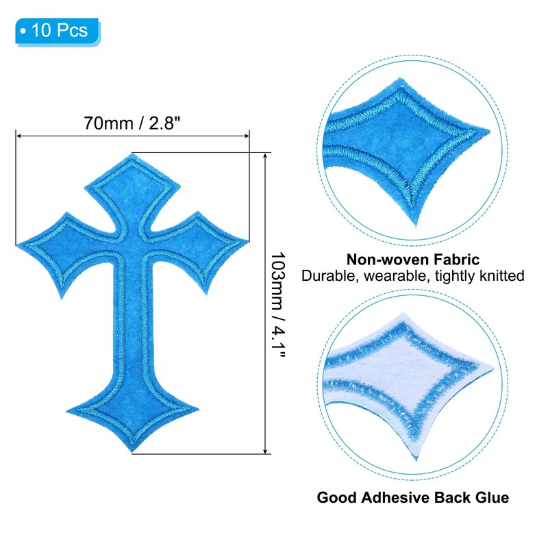 PATIKIL 10 Pcs Cross Embroidery Patch Cross Sewn Iron on