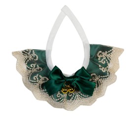 FUN LAVIE 2PCS Dog Cat Collar with Bell Bow Lace Pet Bib Cute Scarfs Necklace Neck Strap for Pet Costume Supplies Dark Green