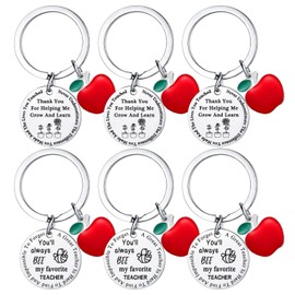 Hgreiwgk 6 Piece Teacher Keyring Set Teacher Appreciation Gift for for Graduation Christmas Thank You Teacher Gifts for Women Birthday Gift for Teacher Gifts from Students
