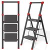 3 Step Ladder, DIAMONDFORGE Folding Step Stool with Wide Anti-Slip