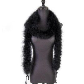 Raibertin 2 Yards/Pack Black Fluffy Marabou Feathers Boa Trim Decorative Crafts 1920s Accessories for Women Non Shedding Feather Boas Decorations for Christmas Clothes Dress Costume