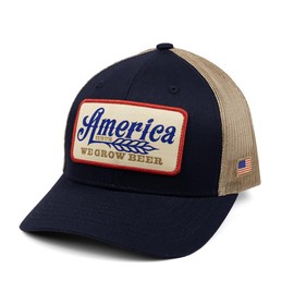 Rural Cloth America We Grow Beer Adjustable Snapback Hats (US, Alpha, One Size, Navy/Tan)