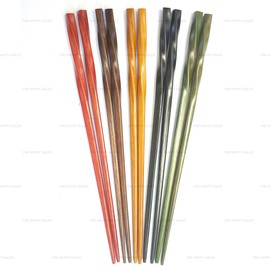 Happy Sales 5 Pairs Spiral Wooden Chopstick Set Multi Color