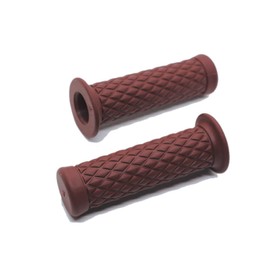 Beatus Diamond Pattern Bike Handle Grip 22.2mm Universal Grip Left and Right Set (Brown, Non-Piercing)