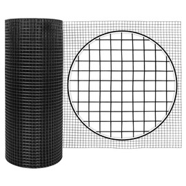 Fencer Wire 19 Gauge Black Vinyl Coated Welded Fence Wire Rolls, Mesh 1/2" X 1/2", Versatile Garden Wire Fencing, Hardware Cloth for Poultry, Chicken Coop, Home Improvement (3ft x 100ft.)