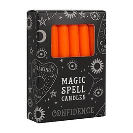 Unscented 4 inches Tall Magic Spell Chime Candles Witchcraft Supplies for Personal Wiccan Altar, Spells, Charms & Rituals - Pack of 12 (Orange-Confidence)