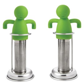 HIC Kitchen Silicone Man Tea Infuser with Drip Stand, 18/8 Stainless Steel and Silicone, Set of 2