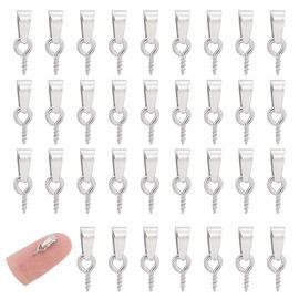 UNICRAFTALE About 60Pcs Screw Eye Pins Peg Bails 4x8mm Stainless Steel Eye Hooks Small Eyelet Screws Threaded Clasps Hooks Mini Metal Hoop Peg for Half Drilled Beads Charm Cork Top Bottles