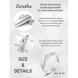 Twisted Opal Rings for Women Sterling Silver 18k White Gold Plated Infinity Celtic Rings Adjustable Wedding Engagement Promise Rings Gifts Ring Size 8