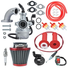 PZ22 Carburetor Carb Air filter Throttle Handle Grips Cable Kit for 110cc 125cc XR50 CRF50 CRF50f CRF110 TaoTao DB14 DB24 SSR110 SSR125 Coolster Apollo Pit Dirt Bike Chinese 4 Wheeler ATV Red
