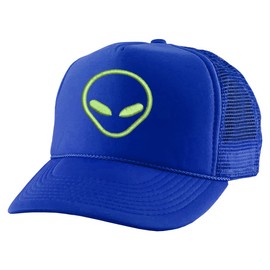 ALLNTRENDS Alien Trucker Hat Embroidered Cool Graphic Adjustable Cap (Royal Blue)