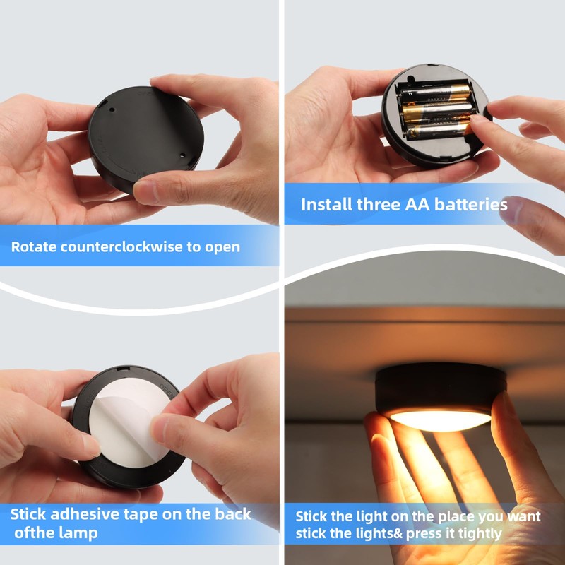 swesara Push Lights with Remote Puck Lighting Battery Operated Tap