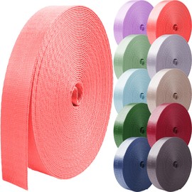 Grosun Nylon Webbing 1 inch 1.5 inch 2 inch Nylon Strap Backpack Straps Nylon Belt, 10 25 50 3.3 Yards Webbing (Light Red, 1 Inch x 3.3 Yards)