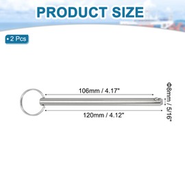 MECCANIXITY Quick Release Pins, Dia 5/16"(8mm) Usable Length 5.31"(135mm) Total Length 6.77"(172mm) Bimini Top Pins Marine Hardware Carbon Steel for Boat Accessories, Pack of 2