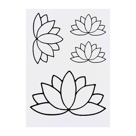 4 x 'Lotus Flower' Temporary Tattoos - Water Resistant, Skin-Safe, Non-Toxic Transfers, Mixed Sizes (TO00012425)