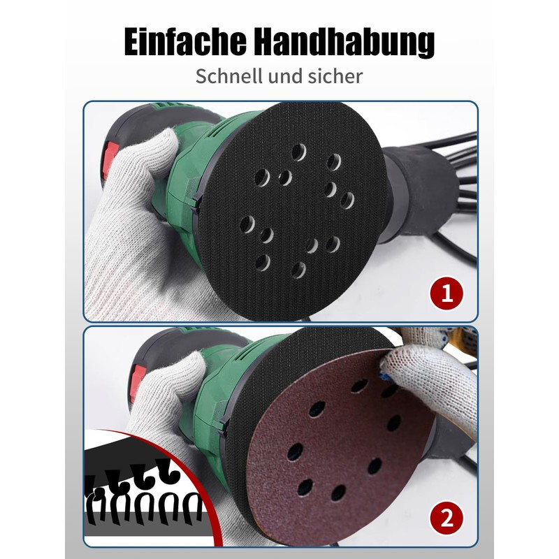 BESPOTCL 125 mm Sanding Disc with 8 Holes and Hook