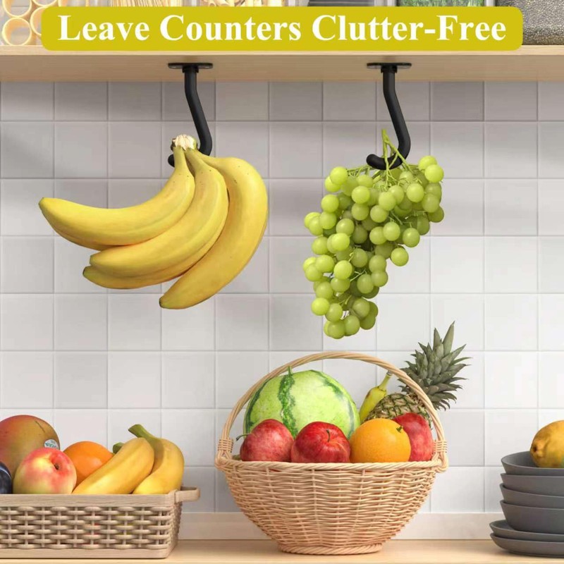 Dobango Folding Banana Hanger Hook Black 1 Pack, Self Adhesive