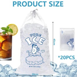 20 Ice Drawstring Bags, Ice Cube Bags, Empty Ice Bag, Ice Maker Bags,Thickened Empty Ice Bags, Ice Bags for Ice Machine Storage Freezer Keeper, Ice Maker Bags for Freezers